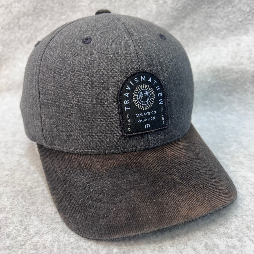 Travis Mathew Always On Vacation Mens Grey Hat‎ Corduroy Brim Snapback OSFM
